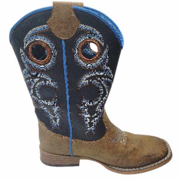 Twister by M&F Western 87336 Kids Western Cowboy Boots Brown Blue Square Toe 3 - Picture 2 of 8